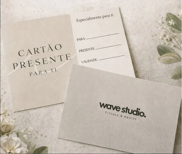 Cartão Presente Wave Studio Fitness & Health — cartão físico com envelope